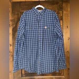 Carhartt Men's Navy Checkered Button Down Shirt